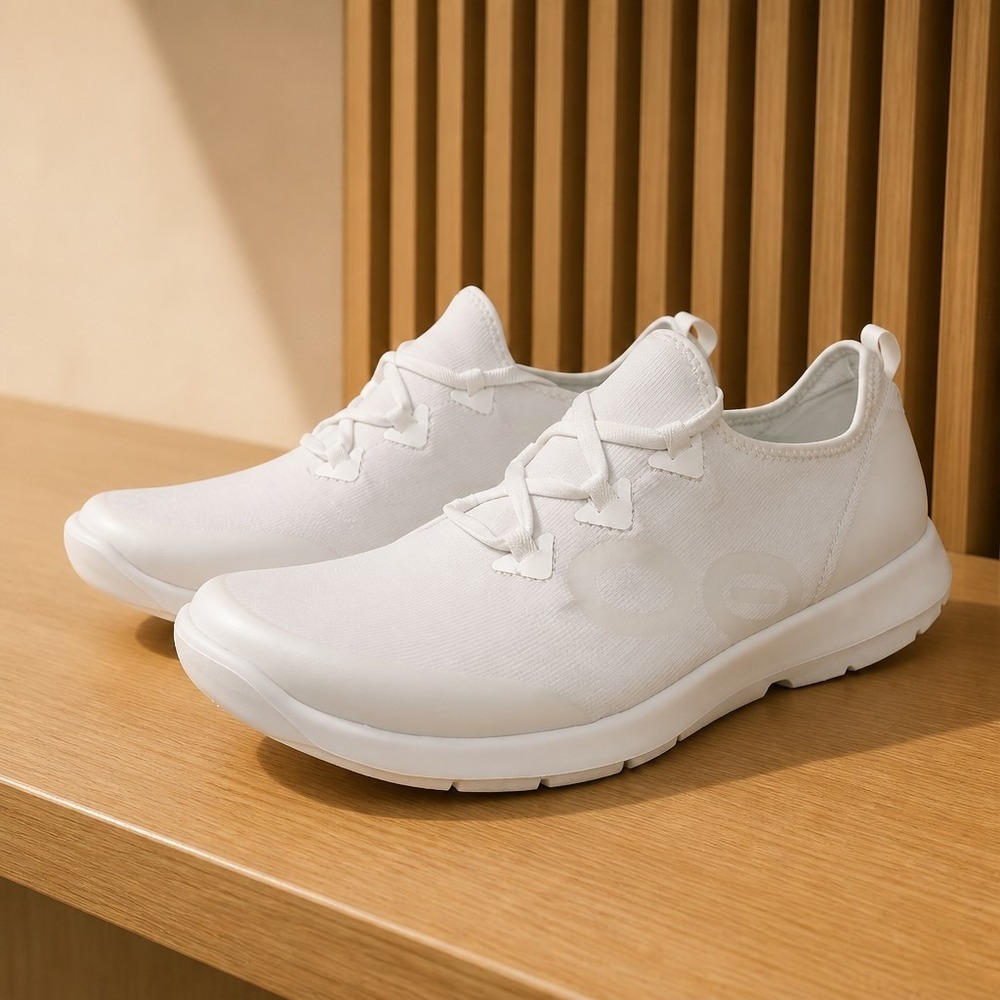 OOFOS OOmg Sport LS Mens Size 12 White Lace-Up Sneakers Comfort Recovery Shoes
